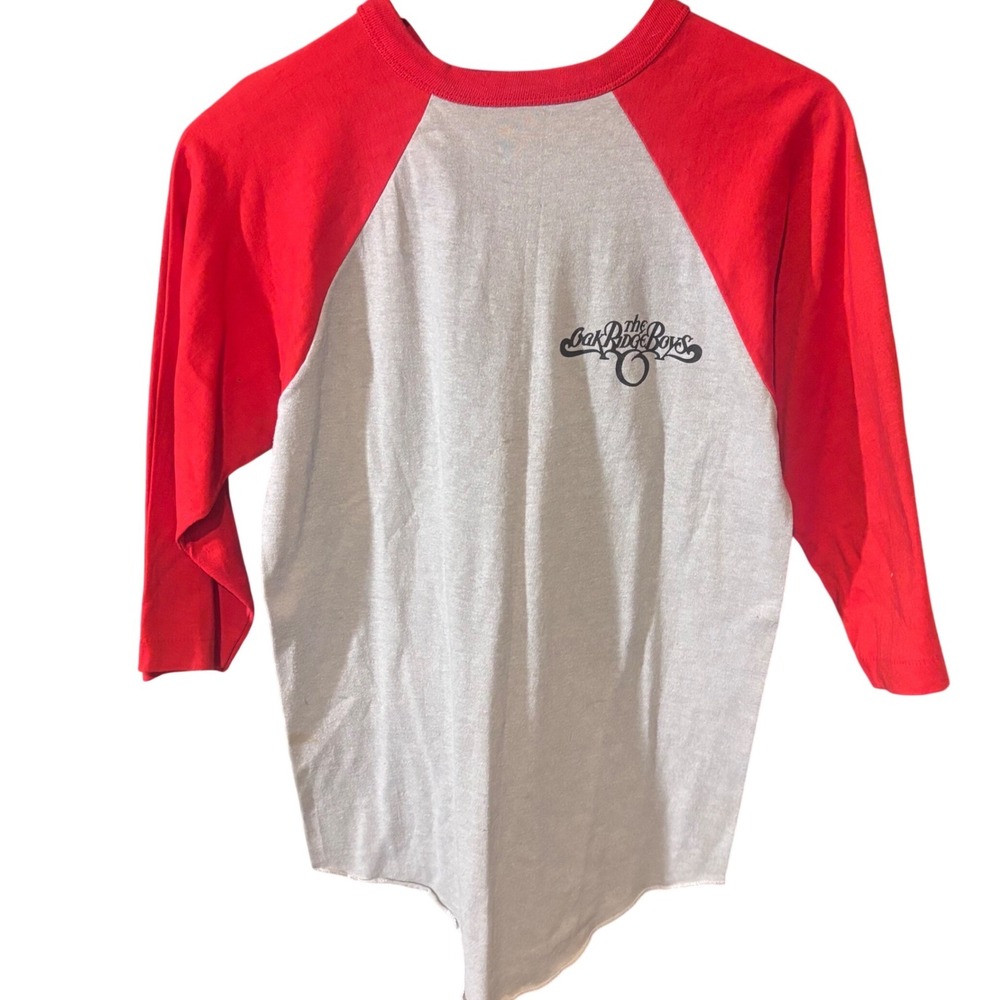 Vintage 80s Oak Ridge Boys American Made Shirt Mens Grey Red Raglan Tee